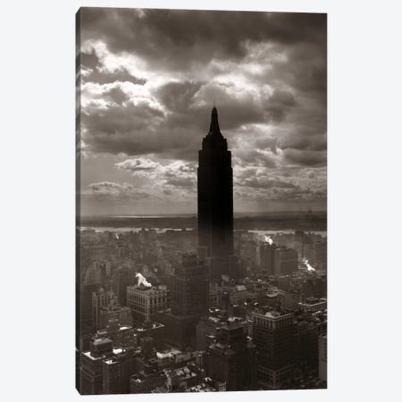 1930s-1940s Empire State Building Silhouetted Against High Gathering Storm Clouds Covering NYC New York USA Canvas Print #VTG151} by Vintage Images Canvas Wall Art