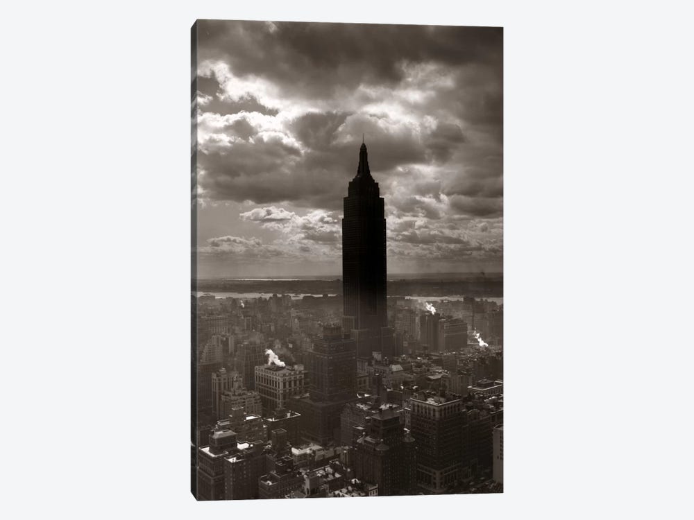 1930s-1940s Empire State Building Silhouetted Against High Gathering Storm Clouds Covering NYC New York USA by Vintage Images 1-piece Canvas Print