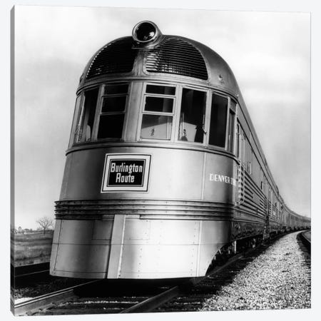1930s-1940s Engine Head On Of Burlington Route Railroad Streamliner Denver Zephyr Chicago To Denver USA Canvas Print #VTG152} by Vintage Images Canvas Art