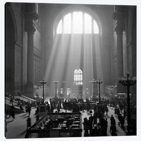 1930s-1940s Interior Pennsylvania Station New York City With Sun Rays Streaming In Window Canvas Print #VTG155} by Vintage Images Canvas Print