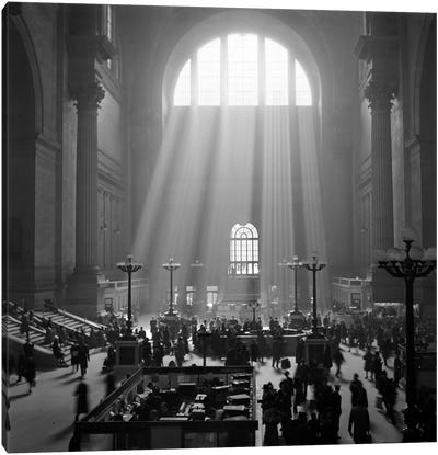 1930s-1940s Interior Pennsylvania Station New York City With Sun Rays Streaming In Window Canvas Art Print