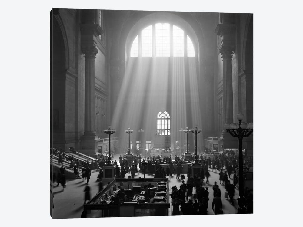 1930s-1940s Interior Pennsylvania Station New York City With Sun Rays Streaming In Window by Vintage Images 1-piece Canvas Art Print