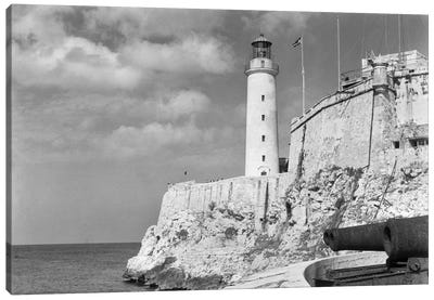 1930s-1940s Lighthouse At Morro Castle Havana Bay Havana Cuba Canvas Art Print - Caribbean Art