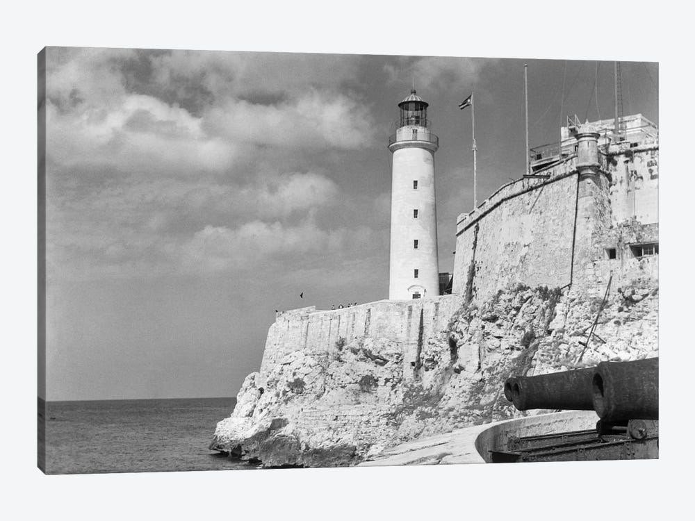 1930s-1940s Lighthouse At Morro Castle Havana Bay Havana Cuba by Vintage Images 1-piece Canvas Print