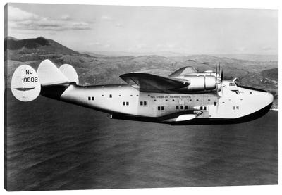 1930s-1940s Pan American Clipper Flying Boat Airplane In Flight Canvas Art Print - Airplane Art