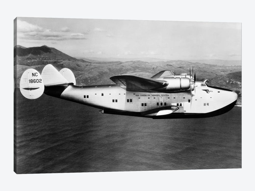 1930s-1940s Pan American Clipper Flying Boat Airplane In Flight by Vintage Images 1-piece Canvas Wall Art