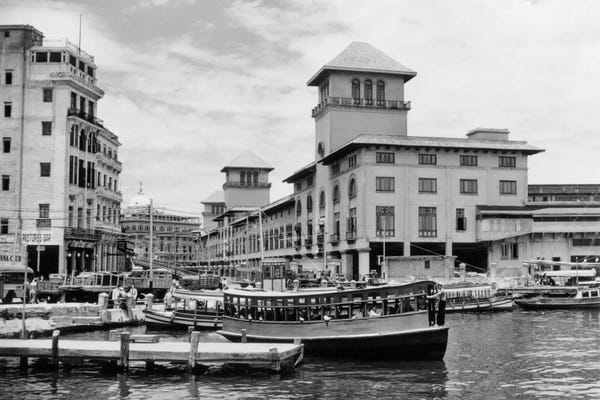 Caribbean: 1930s-1940s Passenger Ferry At Waterfront Dock Havana Cuba by Vintage Images