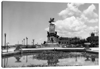 1930s-1940s Pond By Monument To General Maceo Havana Cuba Canvas Art Print - Havana Art