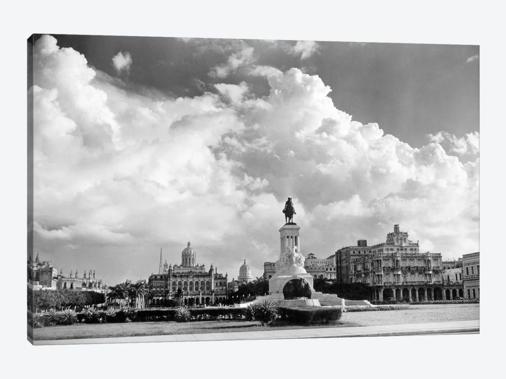 1930s-1940s Skyline Of Monument To Maxima Gomez In Center Dramatic Sky Clouds Havana Cuba by Vintage Images 1-piece Canvas Wall Art