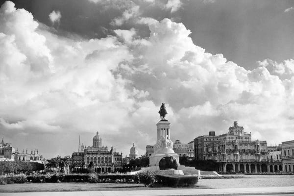 1930s-1940s Skyline Of Monument To Maxima Gomez In Center Dramatic Sky Clouds Havana Cuba