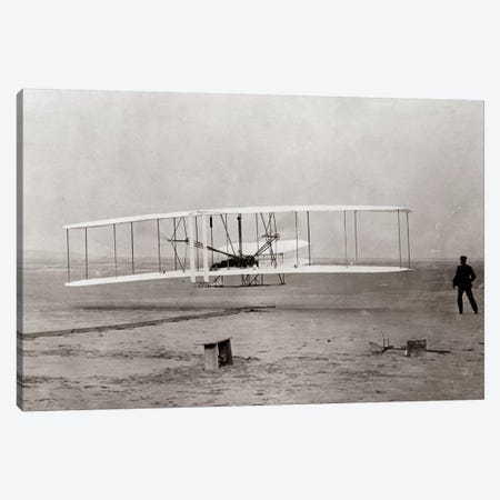 1903 Wright Brothers' Plane Taking Off At Kitty Hawk North Carolina USA Canvas Print #VTG16} by Vintage Images Canvas Art