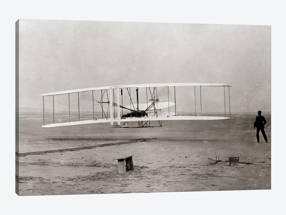 1903 Wright Brothers' Plane Taking Off At Kitty Hawk North Carolina USA by Vintage Images 1-piece Canvas Art Print