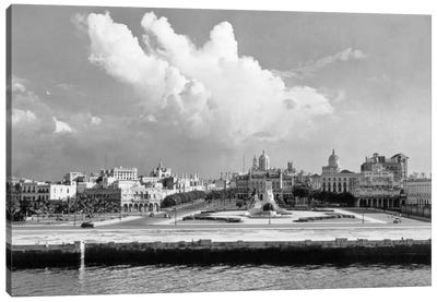 1930s-1940s Skyline View From The Bay Of Havana Cuba Canvas Art Print - Cuba Art