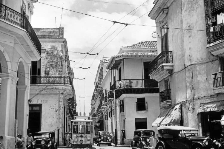 1930s-1940s Street Scene Cars Trolley Havana Cuba