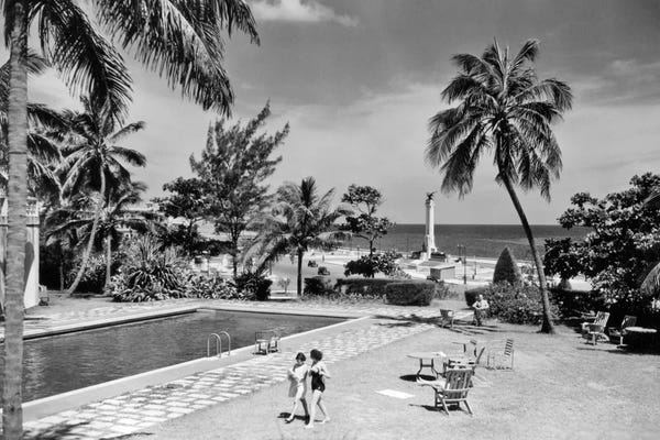 Cuba: 1930s-1940s Swimming Pool National Hotel With View Towards Maine Monument Havana Cuba by Vintage Images