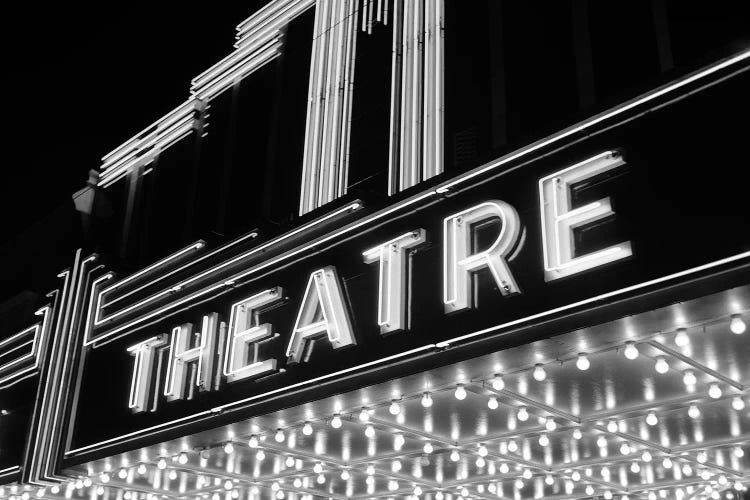 1930s-1940s Theater Marquee Theatre In Neon Lights