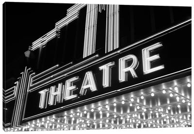 1930s-1940s Theater Marquee Theatre In Neon Lights Canvas Art Print - Vintage Images