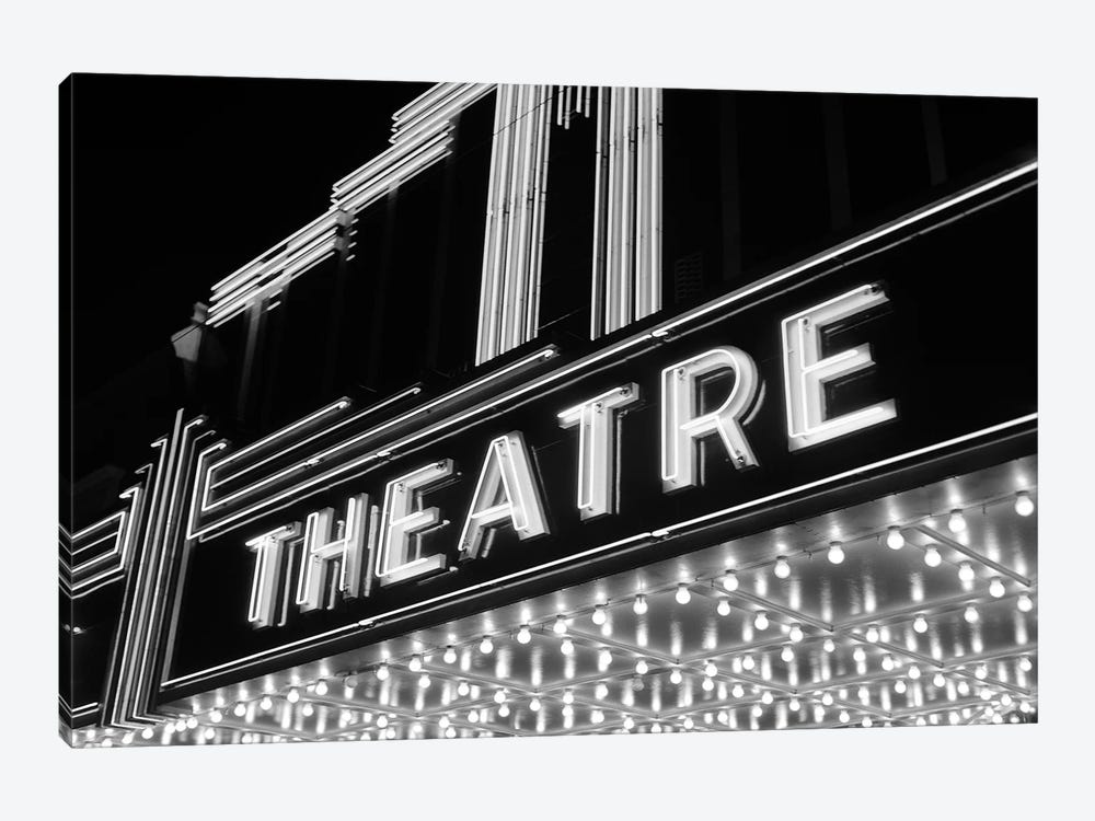 1930s-1940s Theater Marquee Theatre In Neon Lights by Vintage Images 1-piece Canvas Print