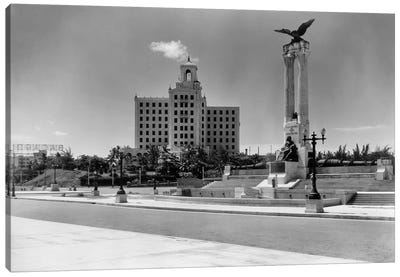1930s-1940s Uss Maine Monument And National Hotel Havana Cuba Canvas Art Print - Cuba Art