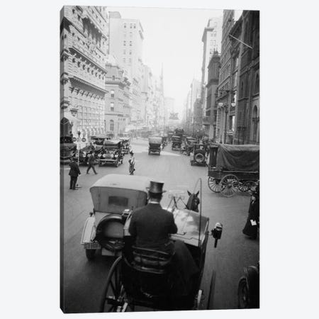 1910s 5th Ave At 43rd Looking North Cars Wagons Pedestrians A Hansom Cab And Driver In Top Hat In Foreground New York City USA Canvas Print #VTG18} by Vintage Images Canvas Print