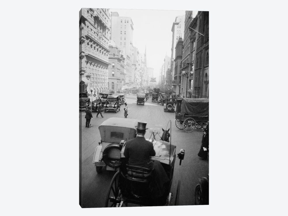 1910s 5th Ave At 43rd Looking North Cars Wagons Pedestrians A Hansom Cab And Driver In Top Hat In Foreground New York City USA by Vintage Images 1-piece Art Print