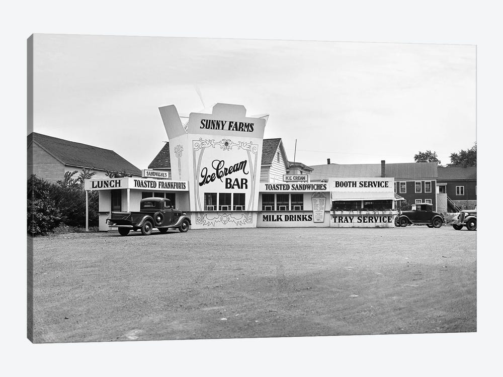 1937 Roadside Eatery The Sunny Farms Ice Cream Bar Massachusetts USA by Vintage Images 1-piece Art Print
