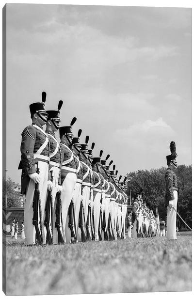 1940s A Row Of Uniformed Military College Cadets At Dress Parade Chester Pennsylvania Canvas Art Print - Vintage Images