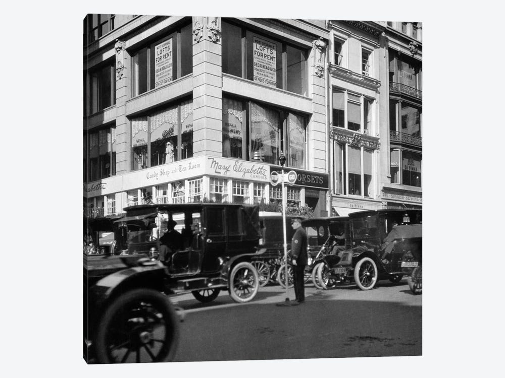 1910s A Policeman Controls Traffic On Fifth Avenue Before WWI Using A Hand Operated Semaphore Signal New York City USA by Vintage Images 1-piece Canvas Wall Art