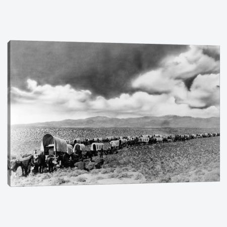 1870s-1880s Montage Of Covered Wagons Crossing The American Plains Canvas Print #VTG1} by Vintage Images Canvas Art Print