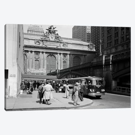 1940s Buses At Airlines Terminal Building On Park Ave Pershing Square Grand Central Station Midtown Manhattan New York City USA Canvas Print #VTG204} by Vintage Images Art Print