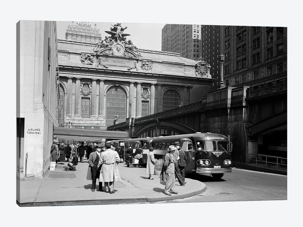1940s Buses At Airlines Terminal Building On Park Ave Pershing Square Grand Central Station Midtown Manhattan New York City USA by Vintage Images 1-piece Canvas Art Print