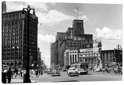 1940s Cadillac Square Detroit Michigan USA Canvas Art Print - Times Square