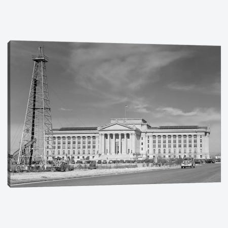 1940s Capitol Building With Oil Derrick In Foreground Oklahoma City Oklahoma USA Canvas Print #VTG207} by Vintage Images Canvas Print