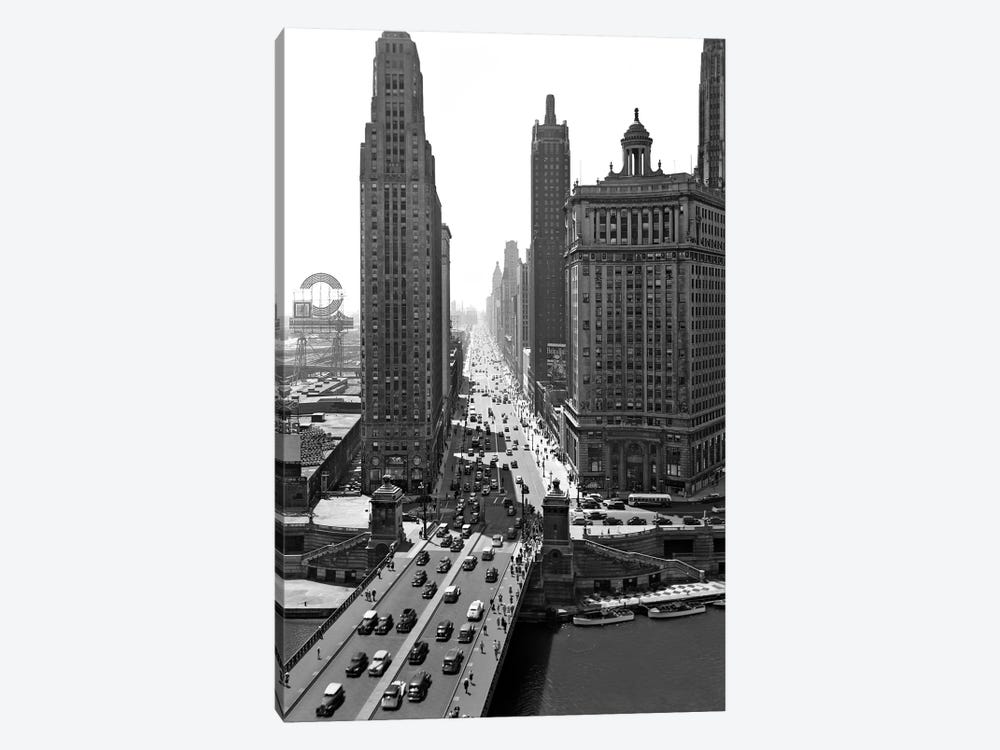 1940s Downtown Skyline Michigan Avenue Chicago Illinois USA by Vintage Images 1-piece Canvas Artwork