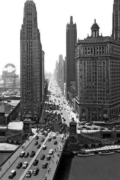 Chicago: 1940s Downtown Skyline Michigan Avenue Chicago Illinois USA by Vintage Images