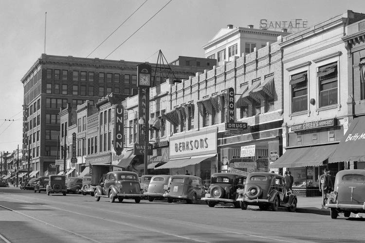 1940s Kansas Street Shopping District Cars Shops Storefronts Topeka Kansas USA