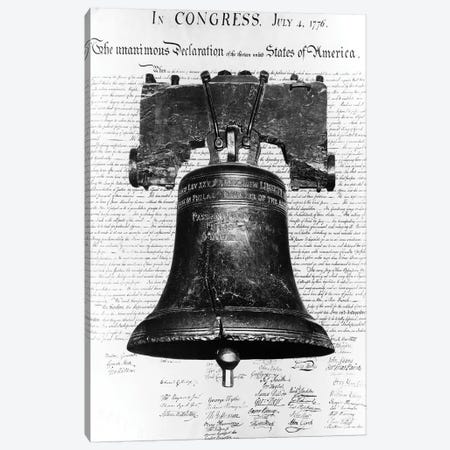 1940s Liberty Bell Superimposed Over Copy Of Declaration Of Independence Canvas Print #VTG215} by Vintage Images Canvas Art
