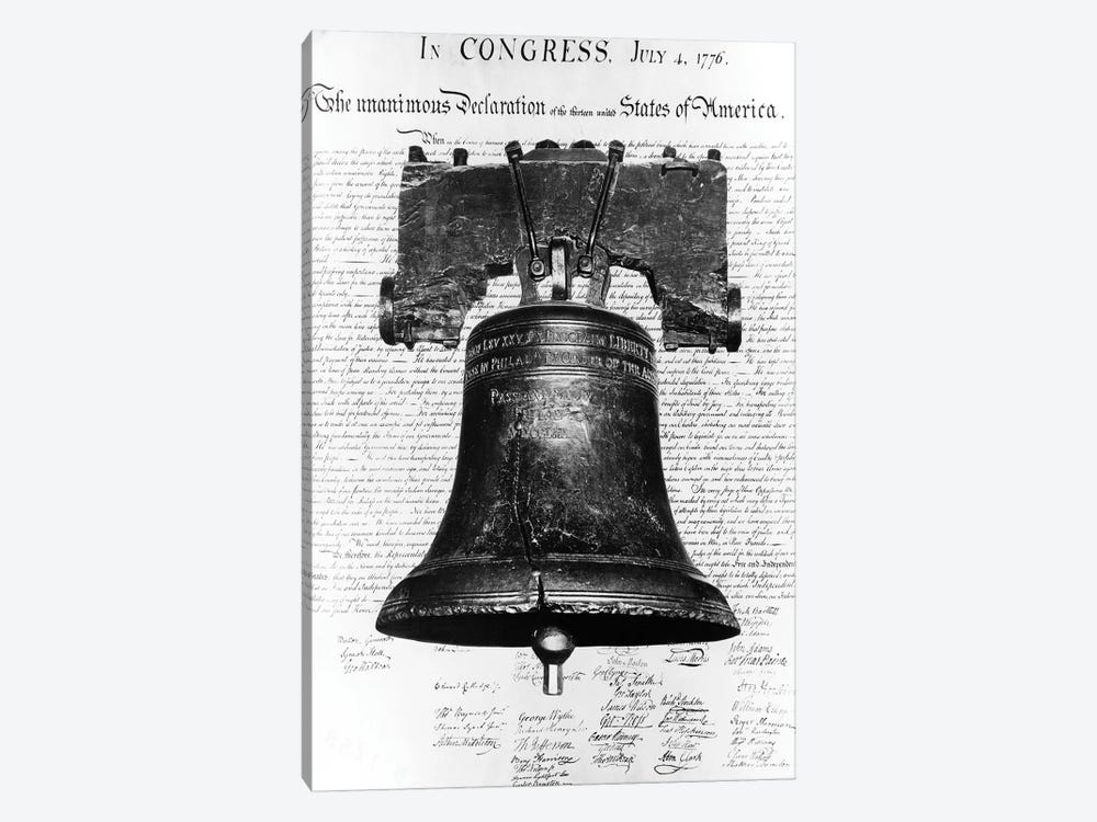 1940s Liberty Bell Superimposed Over Copy Of Declaration Of Independence by Vintage Images 1-piece Art Print