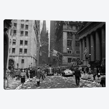 1940s New York City Wall Street Ticker Tape Parade, Celebration Of V-E Day, May 8th, 1945 Canvas Print #VTG217} by Vintage Images Canvas Artwork