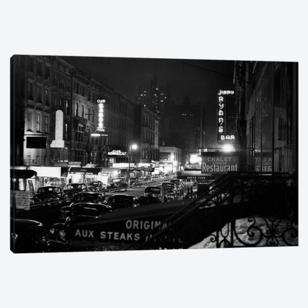 1940s Night Street Scene West 52nd Street Lights From Numerous Clubs And Nightclubs New York USA Canvas Print #VTG218} by Vintage Images Canvas Art Print