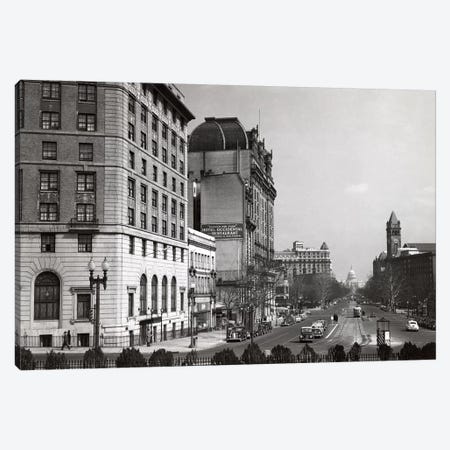1940s Pennsylvania Avenue With Capitol Building At End Washington Dc USA Canvas Print #VTG219} by Vintage Images Art Print