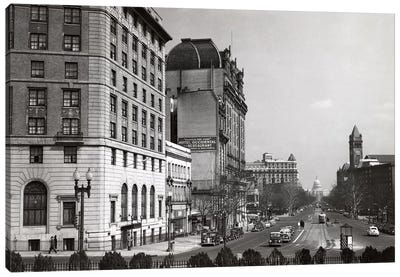 1940s Pennsylvania Avenue With Capitol Building At End Washington Dc USA Canvas Art Print - Washington D.C. Art