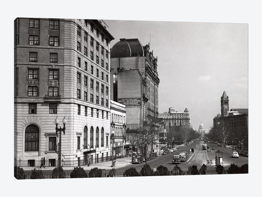1940s Pennsylvania Avenue With Capitol Building At End Washington Dc USA by Vintage Images 1-piece Canvas Art Print