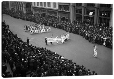 1910s Overhead View Of A Large Crowd Watching People Marching In A Suffrage Parade Circa 1914 Canvas Art Print - Voting Rights Art