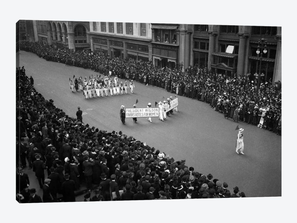1910s Overhead View Of A Large Crowd Watching People Marching In A Suffrage Parade Circa 1914 by Vintage Images 1-piece Canvas Art Print