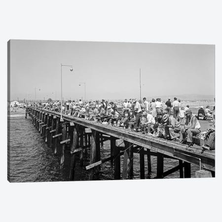 1940s People Fishing Off Laguna Beach Pier Laguna Beach California USA Canvas Print #VTG220} by Vintage Images Canvas Wall Art