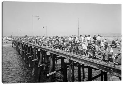 1940s People Fishing Off Laguna Beach Pier Laguna Beach California USA Canvas Art Print