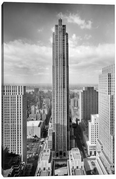 1940s Rockefeller Center RCA Building With Associated Press Building In Foreground New York City USA Canvas Art Print - Building & Skyscraper Art