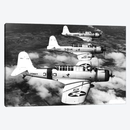 1940s Three World War Ii Us Navy Dive Bombers Flying In Formation Canvas Print #VTG228} by Vintage Images Canvas Artwork