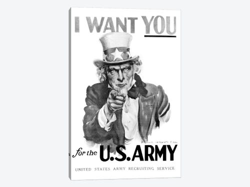 we want you poster black and white